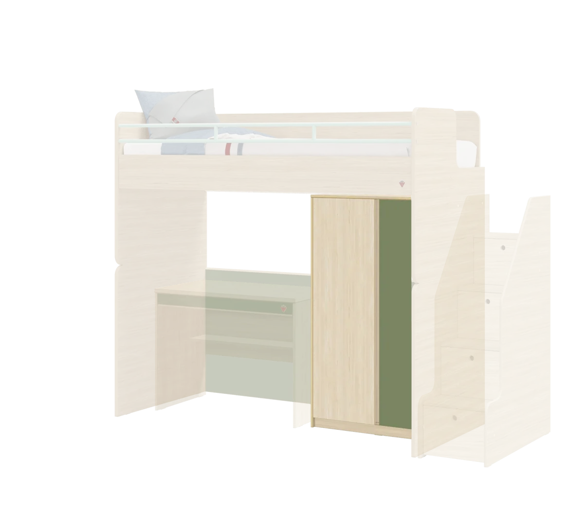 Armadio Moderno Compatto 2 Ante Natural con 4 Ripiani e Chiusura Rallentata 93x140x52 cm - immagine 3