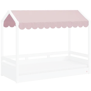 Tenda Rosa Montessori Per Lettino 140x198 Cm Con Tetto Piatto E Cinghie Velcro Lavabile