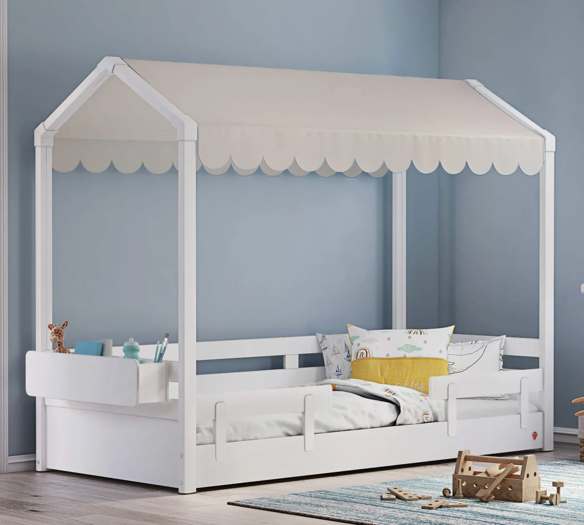 Tenda Montessori Crema 140x198 cm per Lettino, Facile Montaggio con Velcro, Estetica Elegante e Creativa - immagine 3