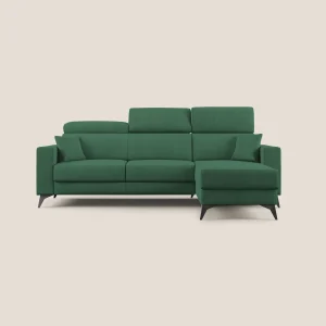 Pegaso divano letto angolare con poggiatesta reclinabili e rivestimento impermeabile T02 verde