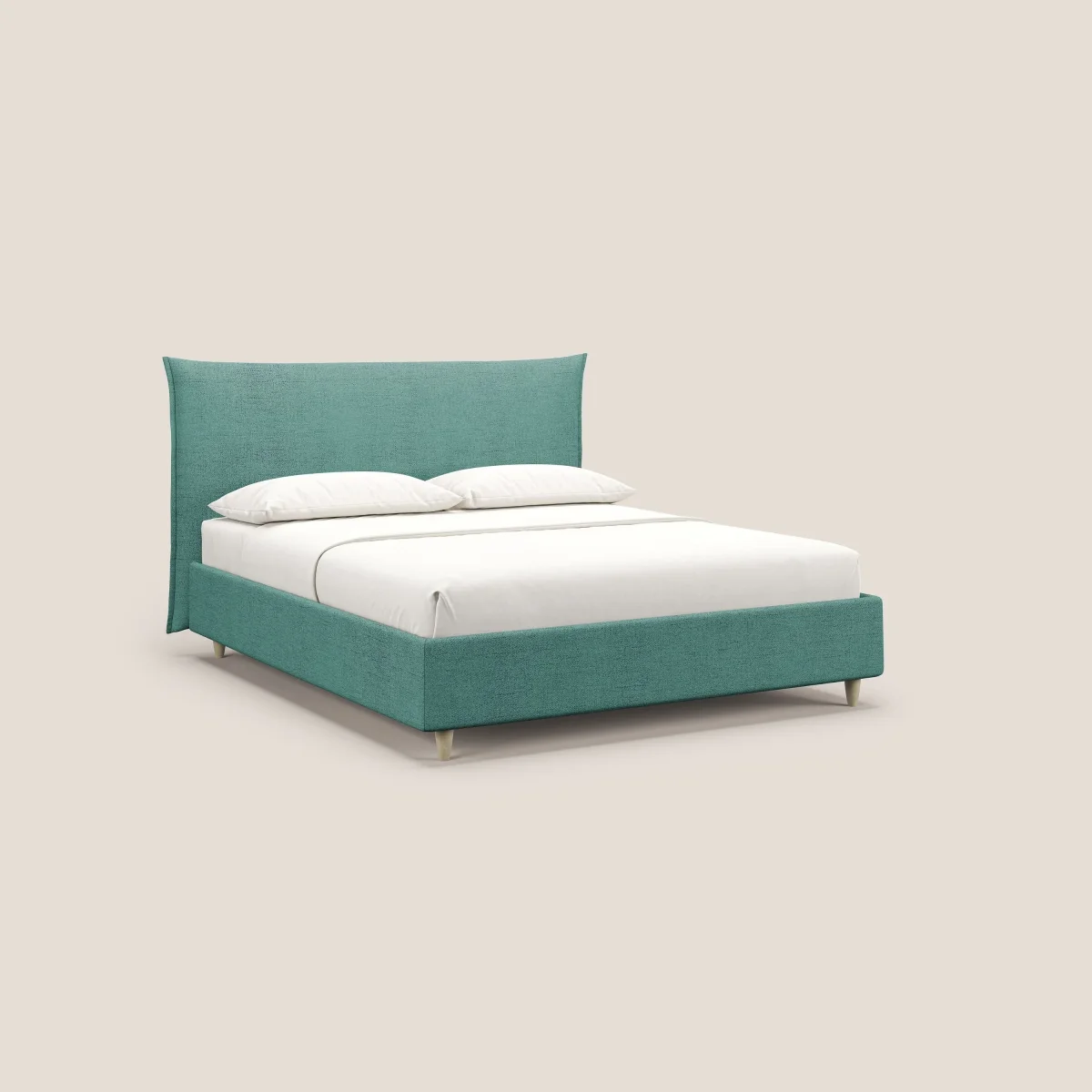 Audrey letto imbottito contenitore e sfoderabile in tessuto fiammato impermeabile T03 verde acqua