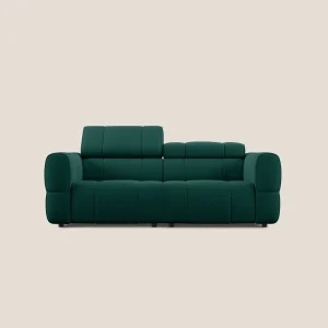 Giotto Divano modulare con opzione relax elettrico in microfibra effetto velluto impermeabile T09 verde