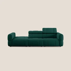 Giotto Divano con terminale e opzione relax elettrico in microfibra effetto velluto impermeabile T09 verde