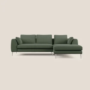 Plano divano moderno angolare con penisola in microfibra smacchiabile T11 verde