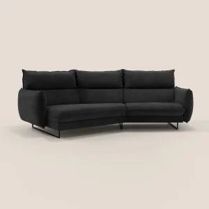 Monamour divano moderno angolare con opzione relax elettrico in microfibra smacchiabile impermeabile T11 nero