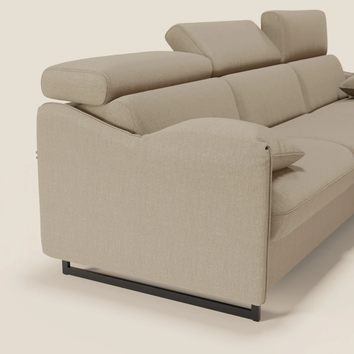 Violetta Divano Letto Angolare con Penisola contenitore, Poggiatesta e Materasso Alto H18 in tessuto impermeabile T13 beige - immagine 8