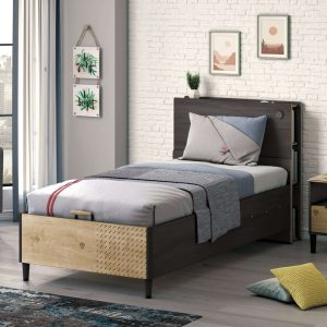 Letto Nero 120x200 Cm Con Rete